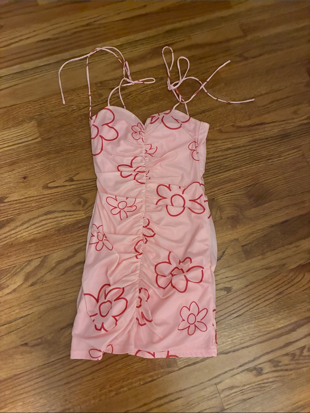 Princess Polly Pink Floral Ruched Mini Dress